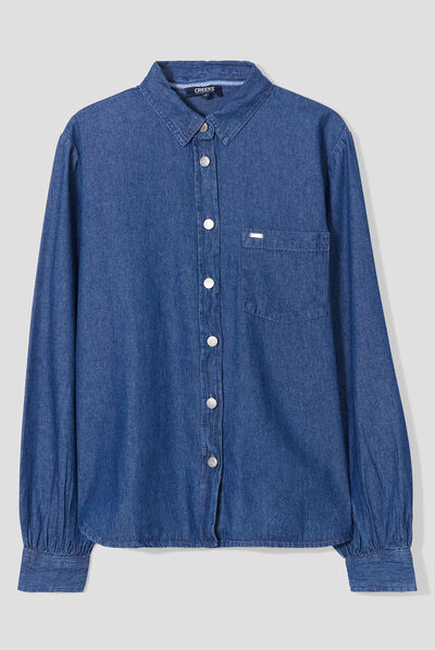 Chemise droite en jean coton Creeks denim double stone femme