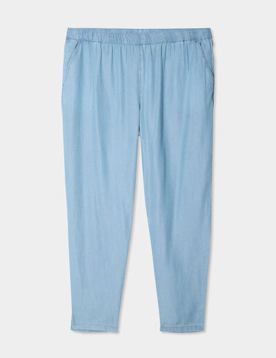 Pantalon fluide bleu clair femme grande taille