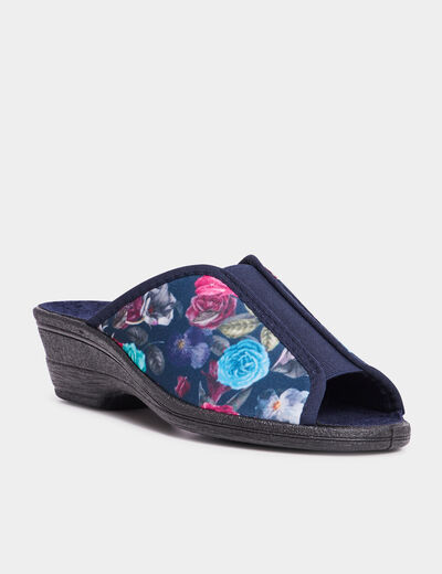 Chaussons mules compensés multicolore femme