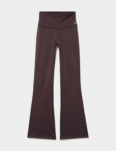 Legging de sport flare taille haute marron fonc&eacute; femme