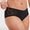 Shorty en coton avec dentelle noir femme