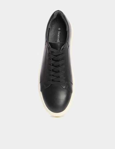 Tennis basses en cuir noir homme