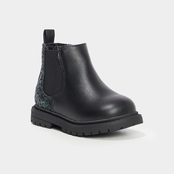 Bottines chelsea zippées paillettes noir bébé fille