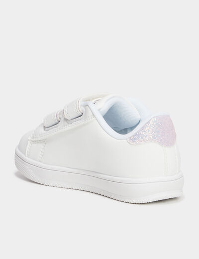 Tennis basses à scratchs blanc fille