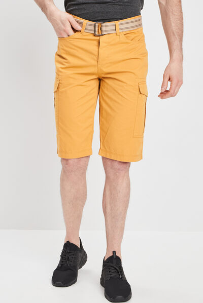 Bermuda cargo ceinturé jaune moutarde homme