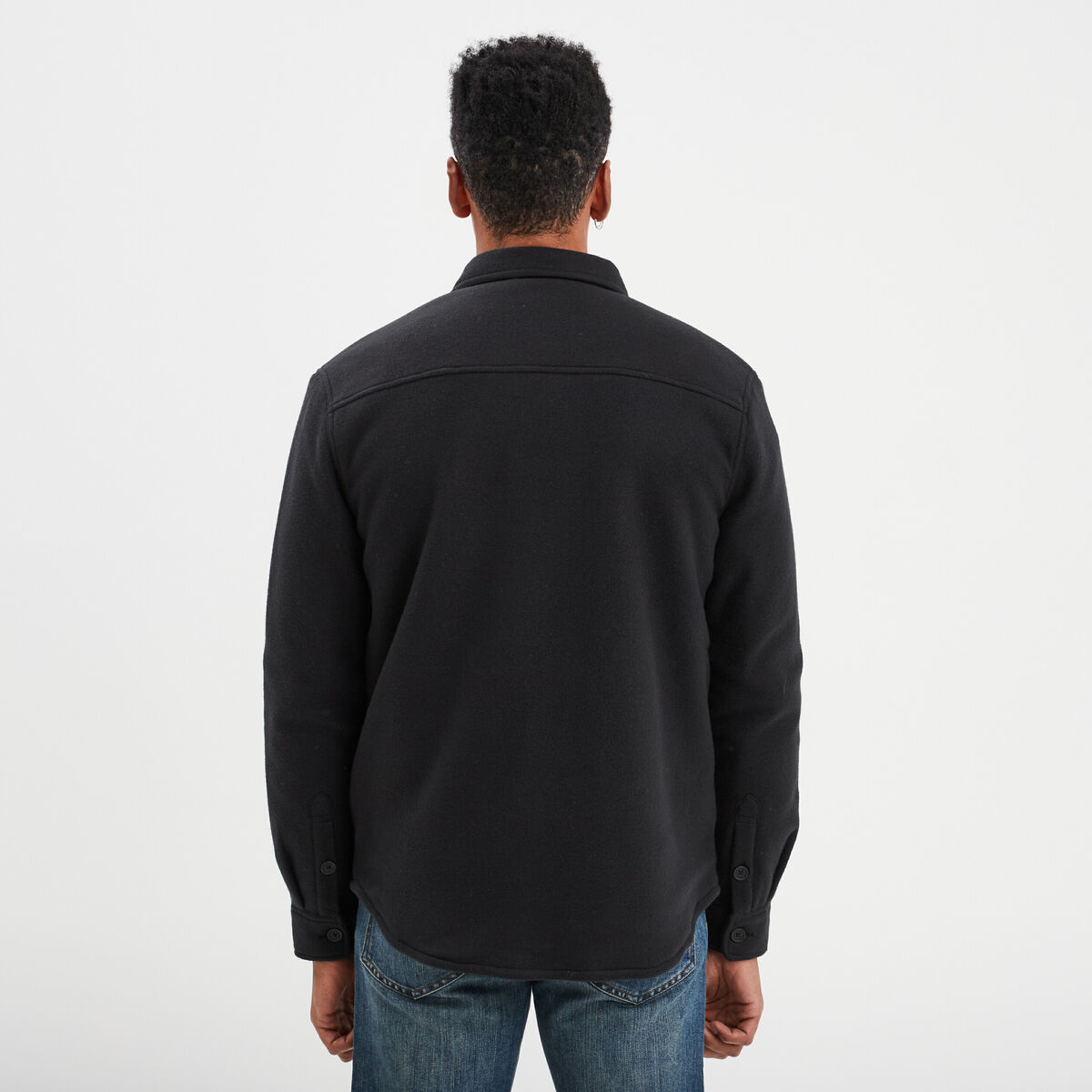 Surchemise col fausse laine de mouton noir homme