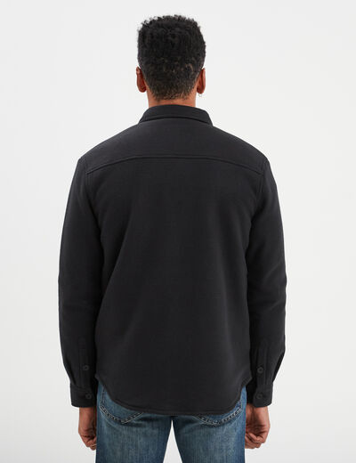 Surchemise col fausse laine de mouton noir homme