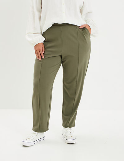 Pantalon slim taille élastiquée vert kaki femme grande taille