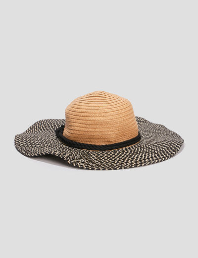 Chapeau capeline tressé multicolore femme