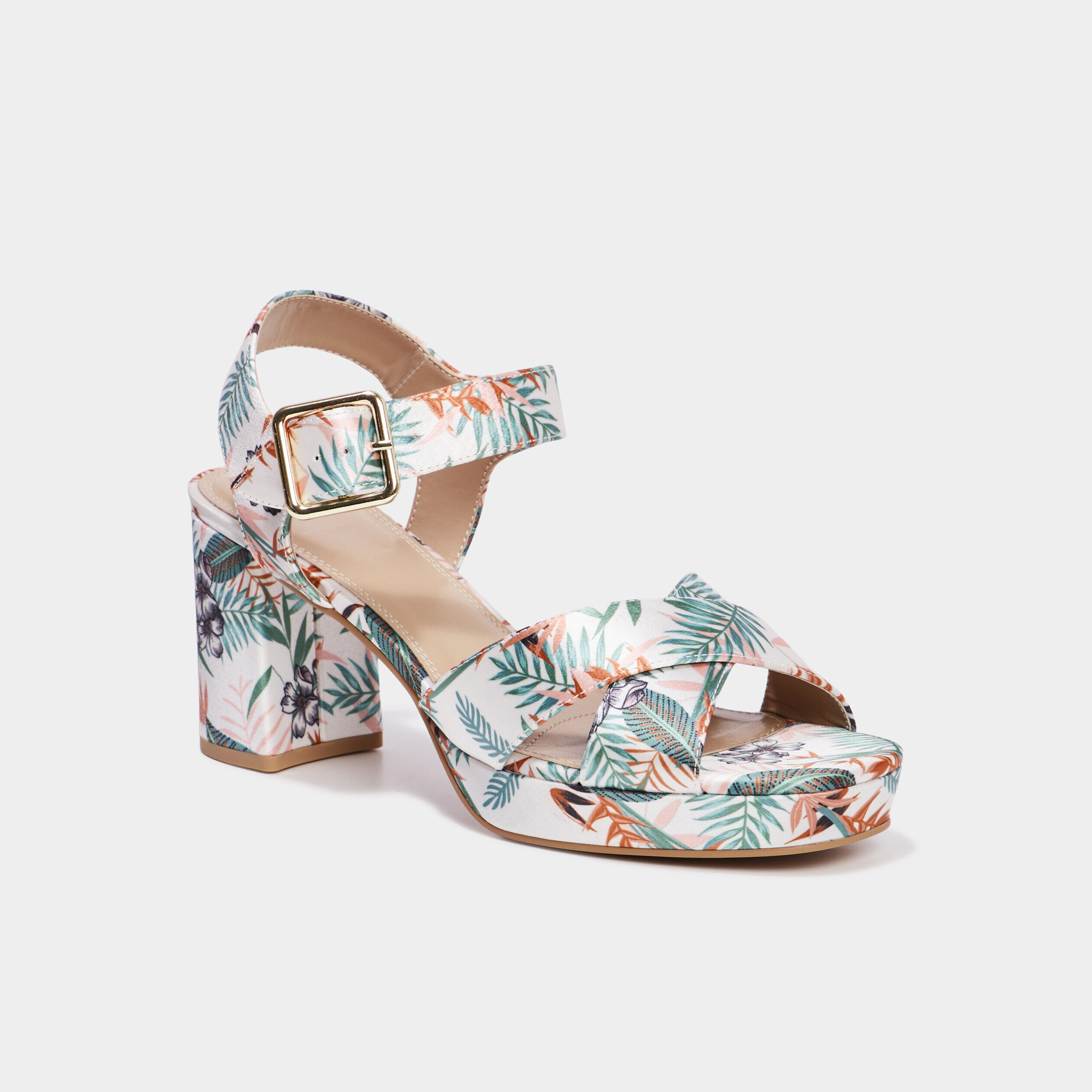 Sandales à talons carrés multicolore femme LH