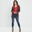 Gilet long manches longues marron foncé femme