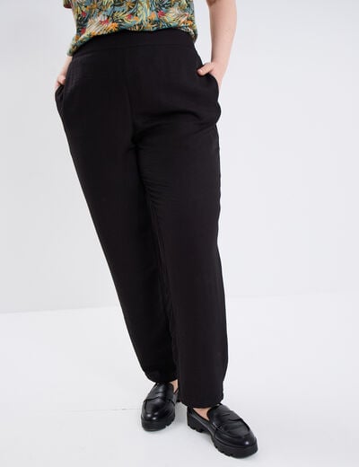 Pantalon cigarette fluide noir femme grande taille