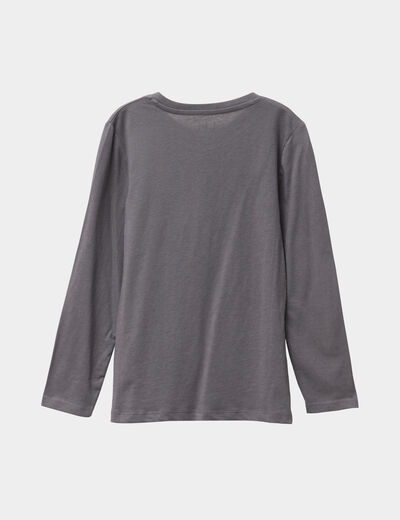 T-shirt col rond manches longues coton gris foncé garçon