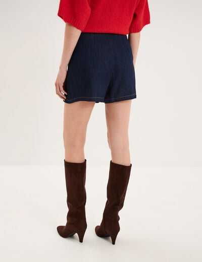 Jupe-short en denim taille haute denim brut femme