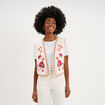 Veste brod&eacute;e sans manches coton creme femme