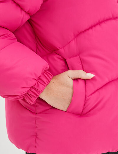 Doudoune oversize à capuche rose fushia femme