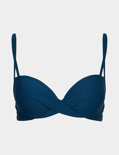 Haut de maillot de bain forme push up bleu pétrole femme