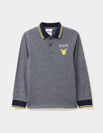 Polo manches longues Pokémon Pikachu bleu marine garçon