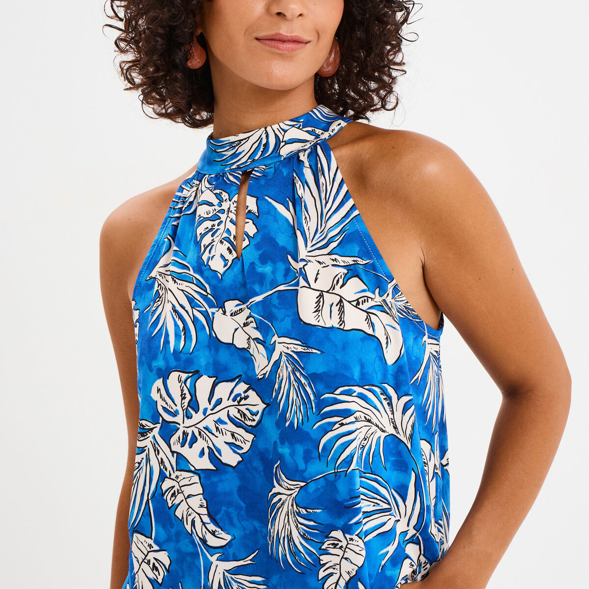 Débardeur encolure américaine bleu electrique femme