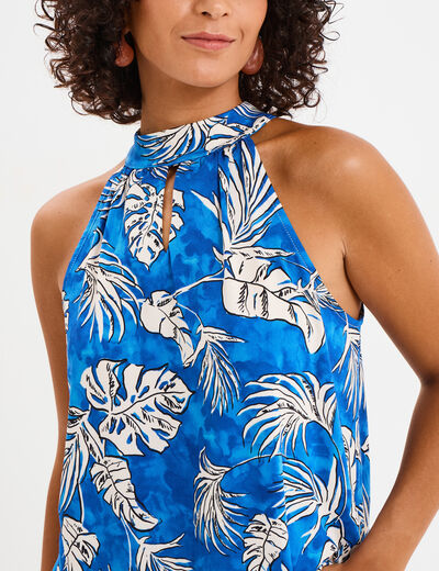Débardeur encolure américaine bleu electrique femme