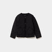 Doudoune boutonnée col rond noir femme