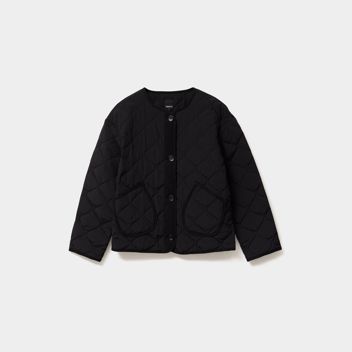 Doudoune boutonnée col rond noir femme