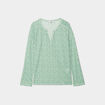 T-shirt manches longues à revers vert femme