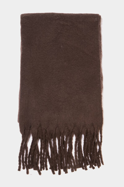 &Eacute;charpe &agrave; franges marron fonc&eacute; femme
