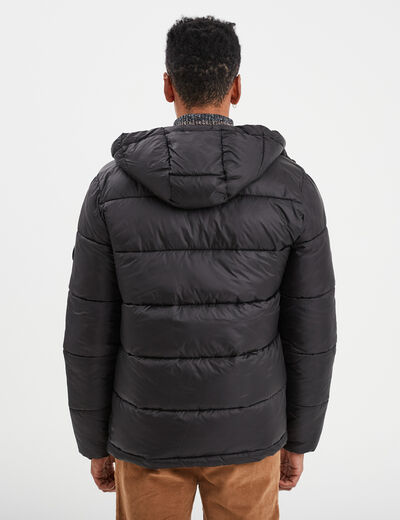 Doudoune doublée zippée à capuche noir homme