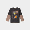 T-shirt manches longues coton Naruto noir gar&ccedil;on
