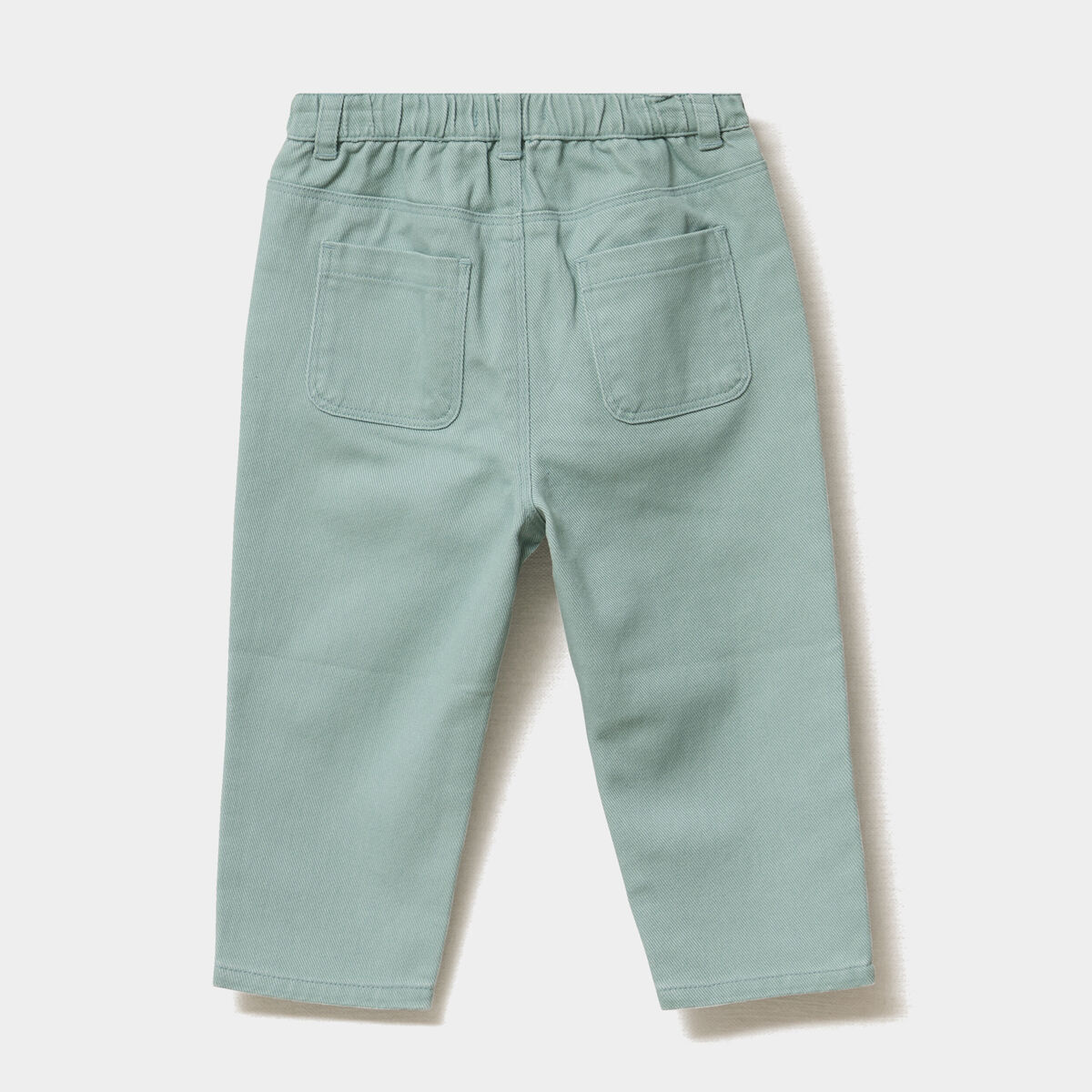 Pantalon ample brod&eacute; coton vert pastel b&eacute;b&eacute; fille