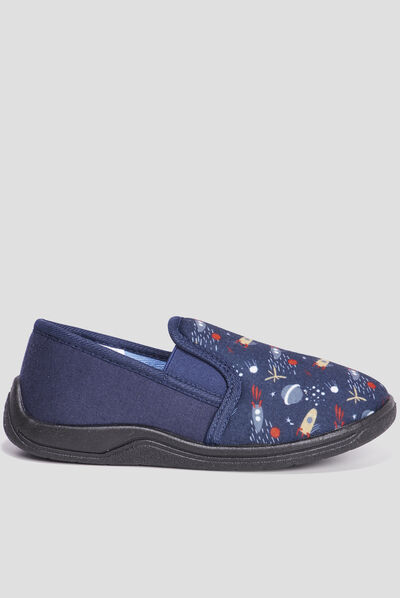 Chaussons emboîtant dessin espace bleu marine garçon