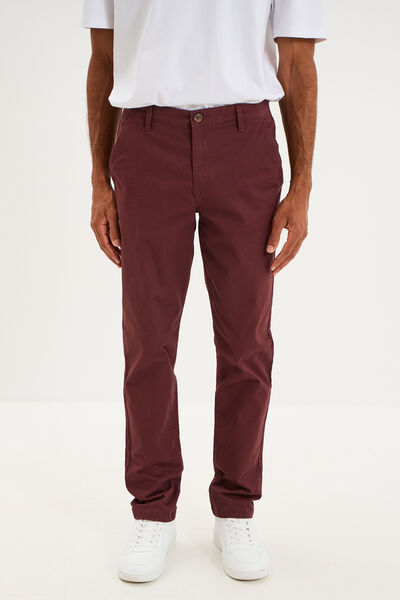 Pantalon chino droit stretch prune homme