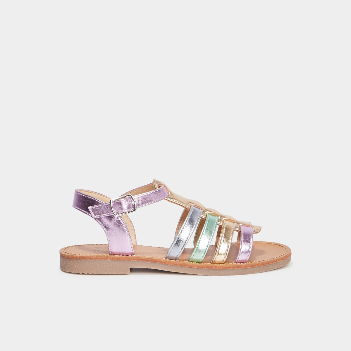 Sandales à brides métallisées gris argent fille