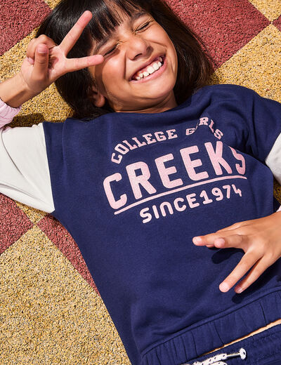 Ensemble jogging sweat pantalon Creeks bleu marine fille