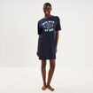 Chemise de nuit courte col rond coton bleu marine femme