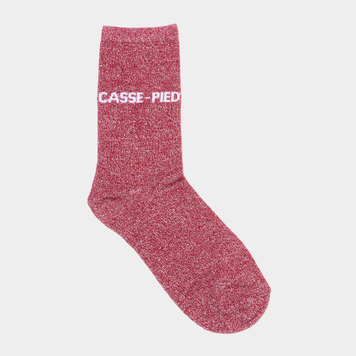 Chaussettes &agrave; fils m&eacute;tallis&eacute;s mi-hautes rouge femme