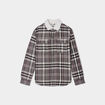 Surchemise carreaux doubl&eacute;e effet sherpa prune homme