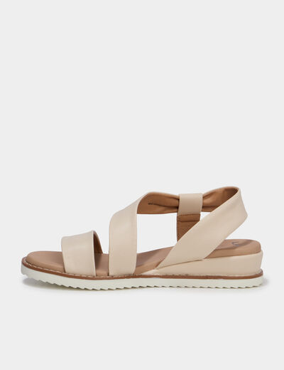 Sandales compens&eacute;es confortables blanc femme