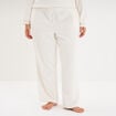 Pantalon effet velours d&eacute;tails torsades blanc femme grande taille