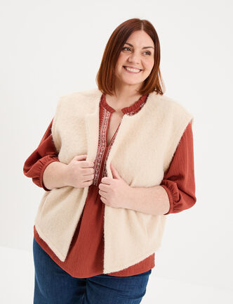 Veste sans manches sable femme grande taille
