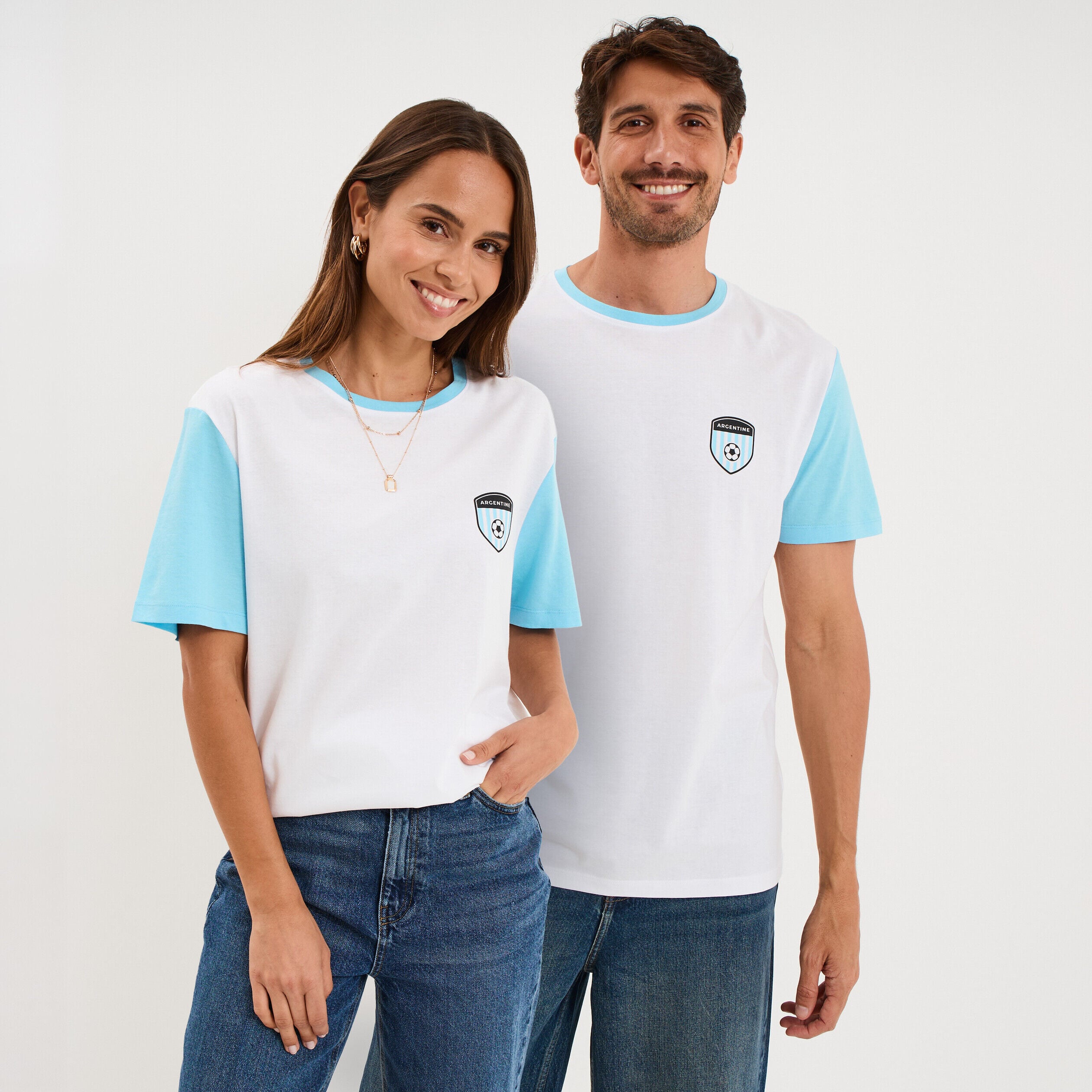 T-shirt maillot de football Argentine blanc mixte