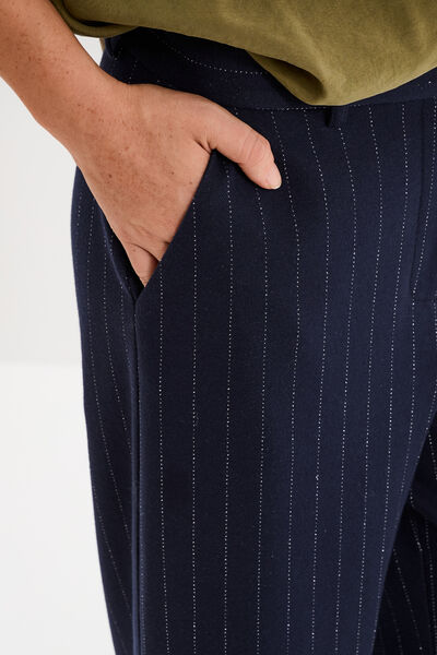 Pantalon large taille haute milano bleu marine femme