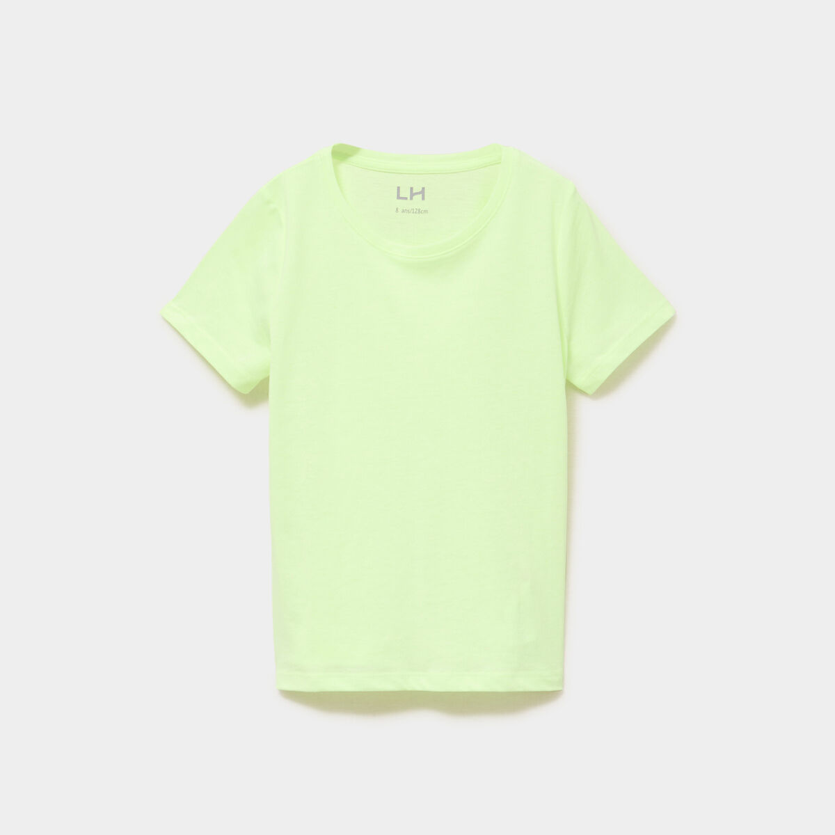 T-shirt col rond manches courtes jaune fluo fille