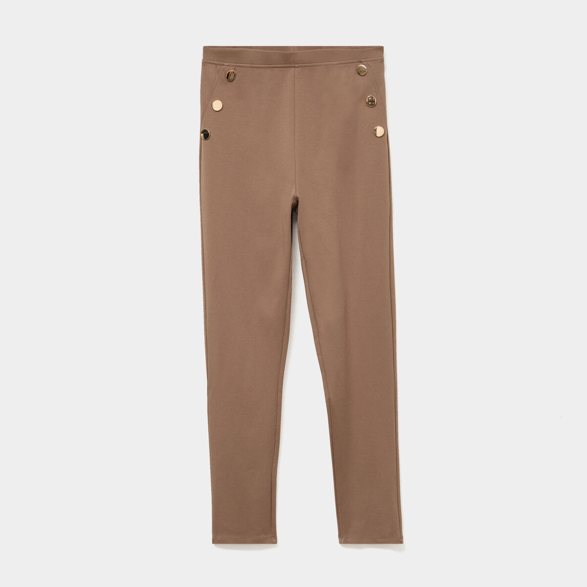 Leggings &agrave; boutons pont marron clair femme