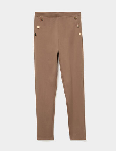 Leggings &agrave; boutons pont marron clair femme