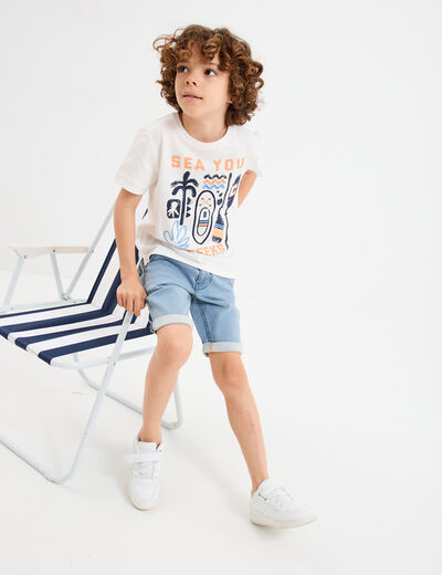 Bermuda droit en jean denim double stone garçon