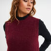 Pull sans manches col rond bordeaux femme