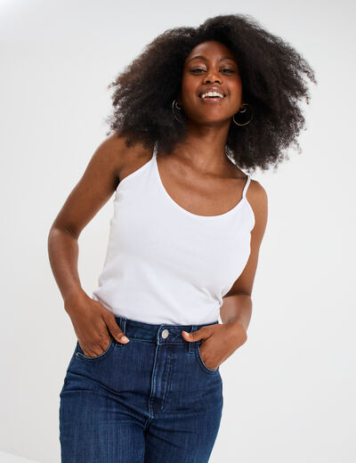 Débardeur coton bretelles réglables blanc femme