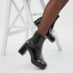 Bottines plateformes vernies &agrave; talons noir femme